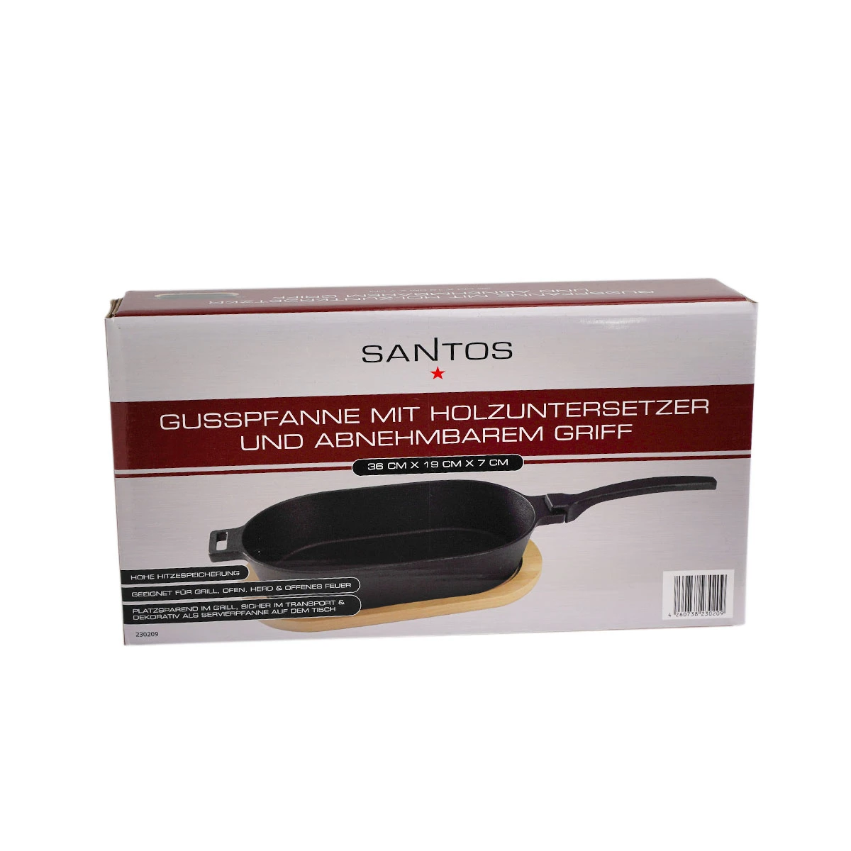SANTOS Gusseiserne Grillpfanne, Oval Mit Abnehmbarem Griff, 36 X 19 Cm 12 SANTOS Gusseiserne Grillpfanne, Oval Mit Abnehmbarem Griff, 36 X 19 Cm – Bild 10