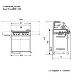 SANTOS S-418 Mit, 30 Mbar Für PT, ES, NL, BE, FR, Schwarz 16 SANTOS S-418 Mit, 30 Mbar Für PT, ES, NL, BE, FR, Schwarz -Grillmeister a2f706ef93f11dfef4bb2726e4afee40