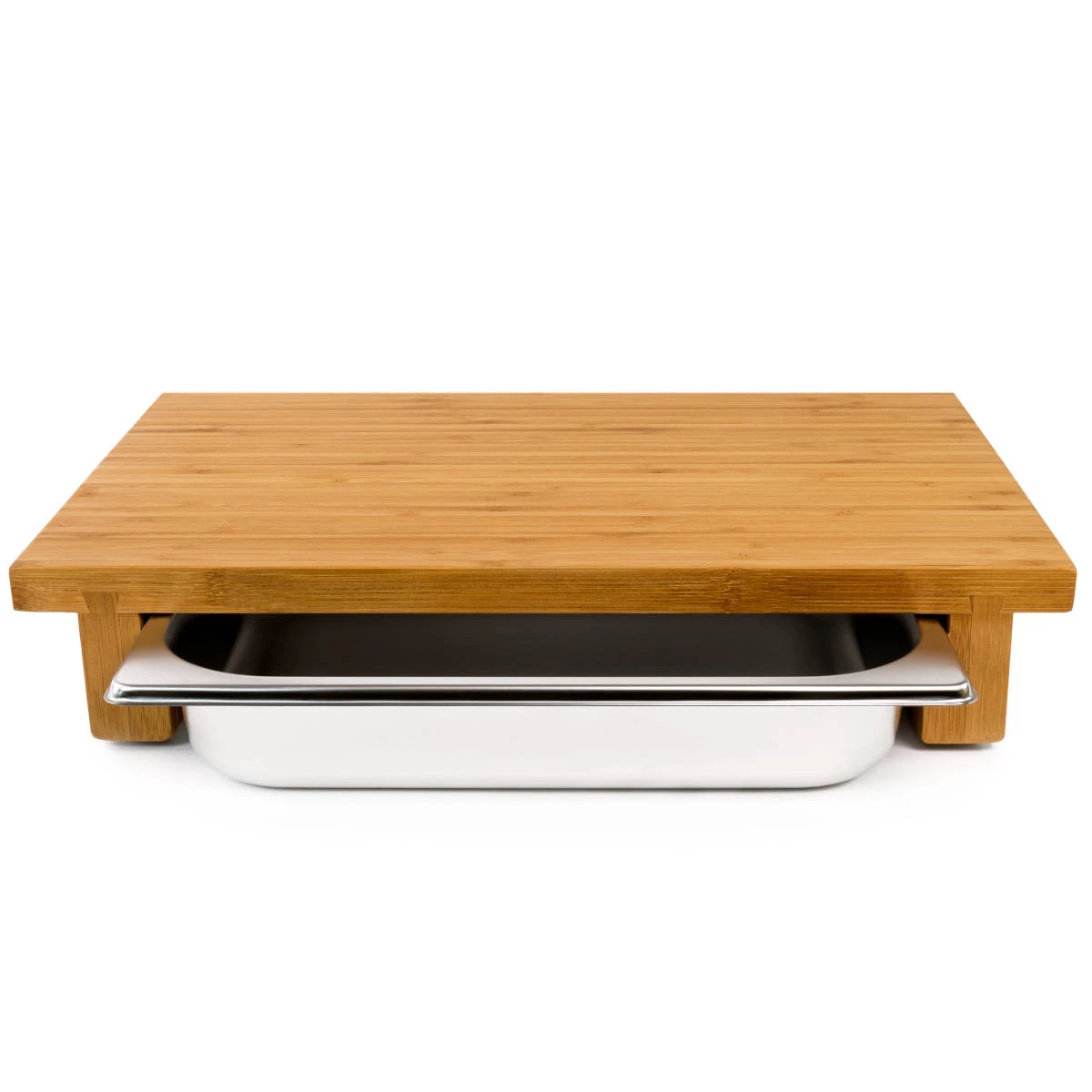 Cleenbo Classic Schneidebrett Bambus Mit Edelstahlwanne 4 Cleenbo Classic Schneidebrett Bambus Mit Edelstahlwanne – Bild 2