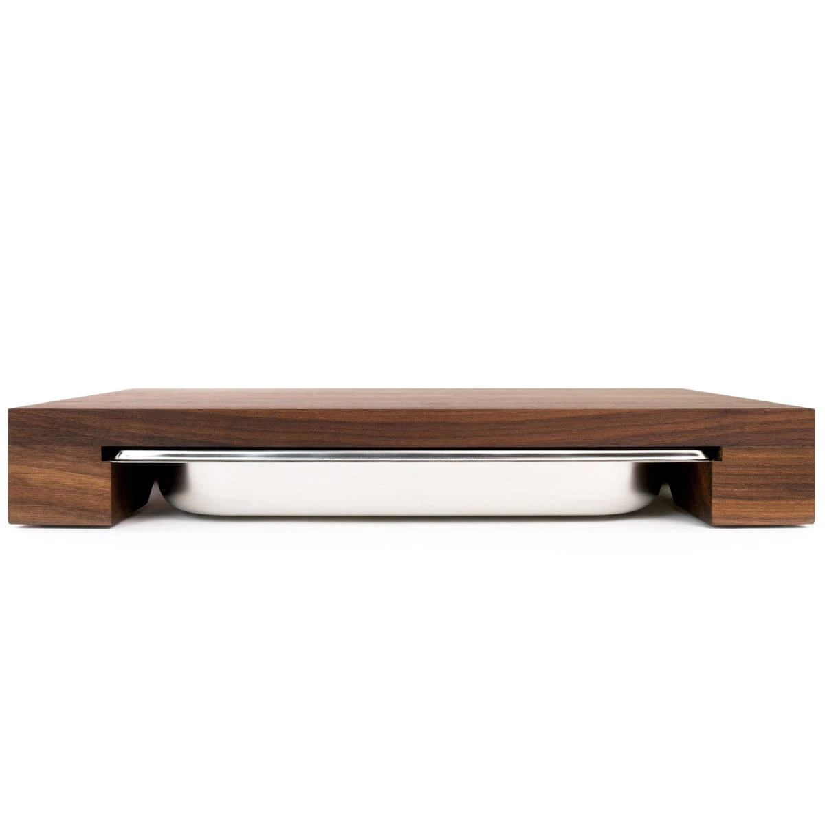 Cleenbo Schneidebrett Nussbaum Cube Mit Edelstahlwanne 4 Cleenbo Schneidebrett Nussbaum Cube Mit Edelstahlwanne – Bild 2