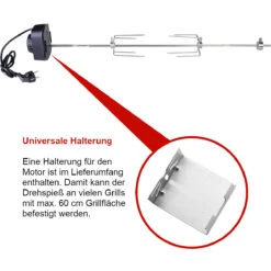 SANTOS Universal Drehspieß, 790 Mm -Grillmeister s edelstahl drehspie universal 1d258860502173041fc1c29241f8e6ac