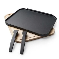 SANTOS Wende-Gussplatte Mit Holzuntersetzer Und Abnehmbaren Griffen 40 X 32 X 1,9 Cm -Grillmeister s wende gussplatte mit holzuntersetzer und abnehmbaren griffen 40 cm x 32 25 cm x 1 9 cm 66aafd20cf4d1eb5daaa96514cc982be