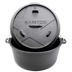 SANTOS Dutch Oven Feuertopf Schmortopf Camp Oven Ca. 8,5 Liter / 9 Qt (ohne Füße)