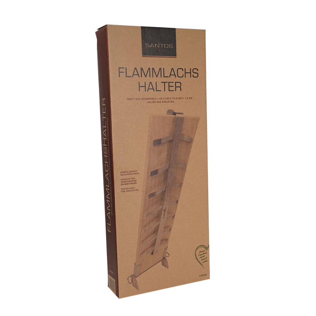 SANTOS Flammlachshalter Aus Edelstahl Inkl. Flammlachsbrett Aus Zedernholz 5 SANTOS Flammlachshalter Aus Edelstahl Inkl. Flammlachsbrett Aus Zedernholz – Bild 3