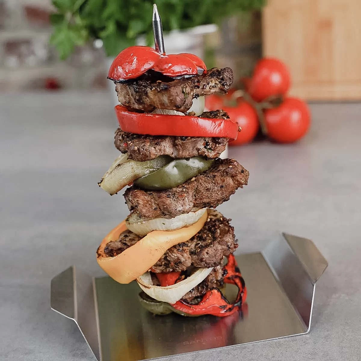 SANTOS Gyrosspieß Vertikal Edelstahl, 3-teilig 7 SANTOS Gyrosspieß Vertikal Edelstahl, 3-teilig – Bild 5