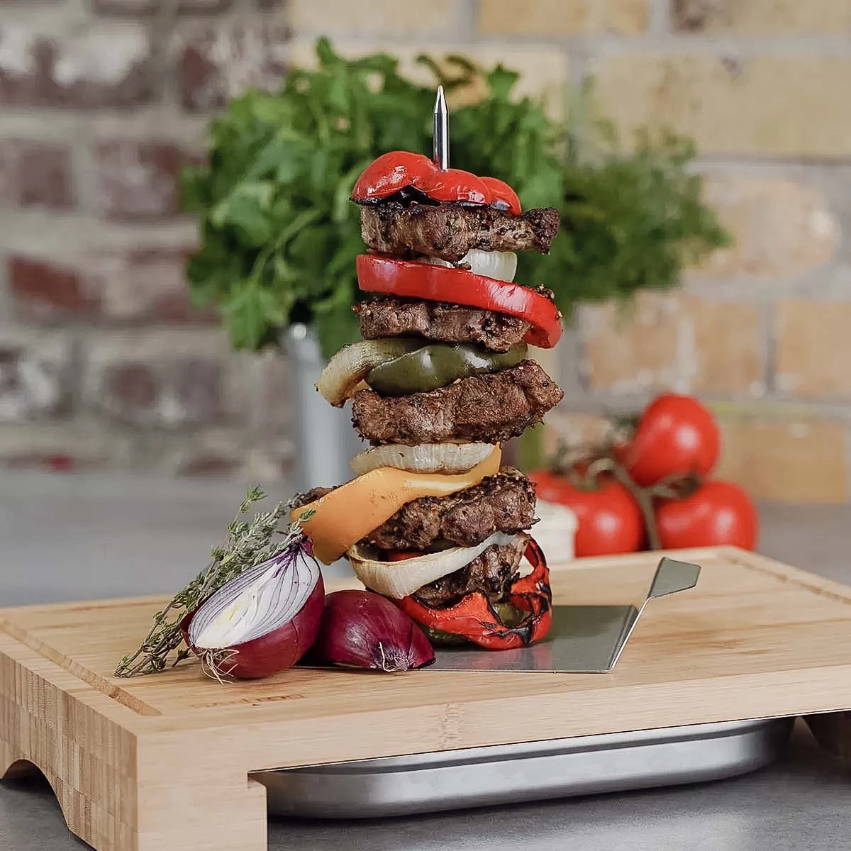 SANTOS Gyrosspieß Vertikal Edelstahl, 3-teilig 4 SANTOS Gyrosspieß Vertikal Edelstahl, 3-teilig – Bild 2