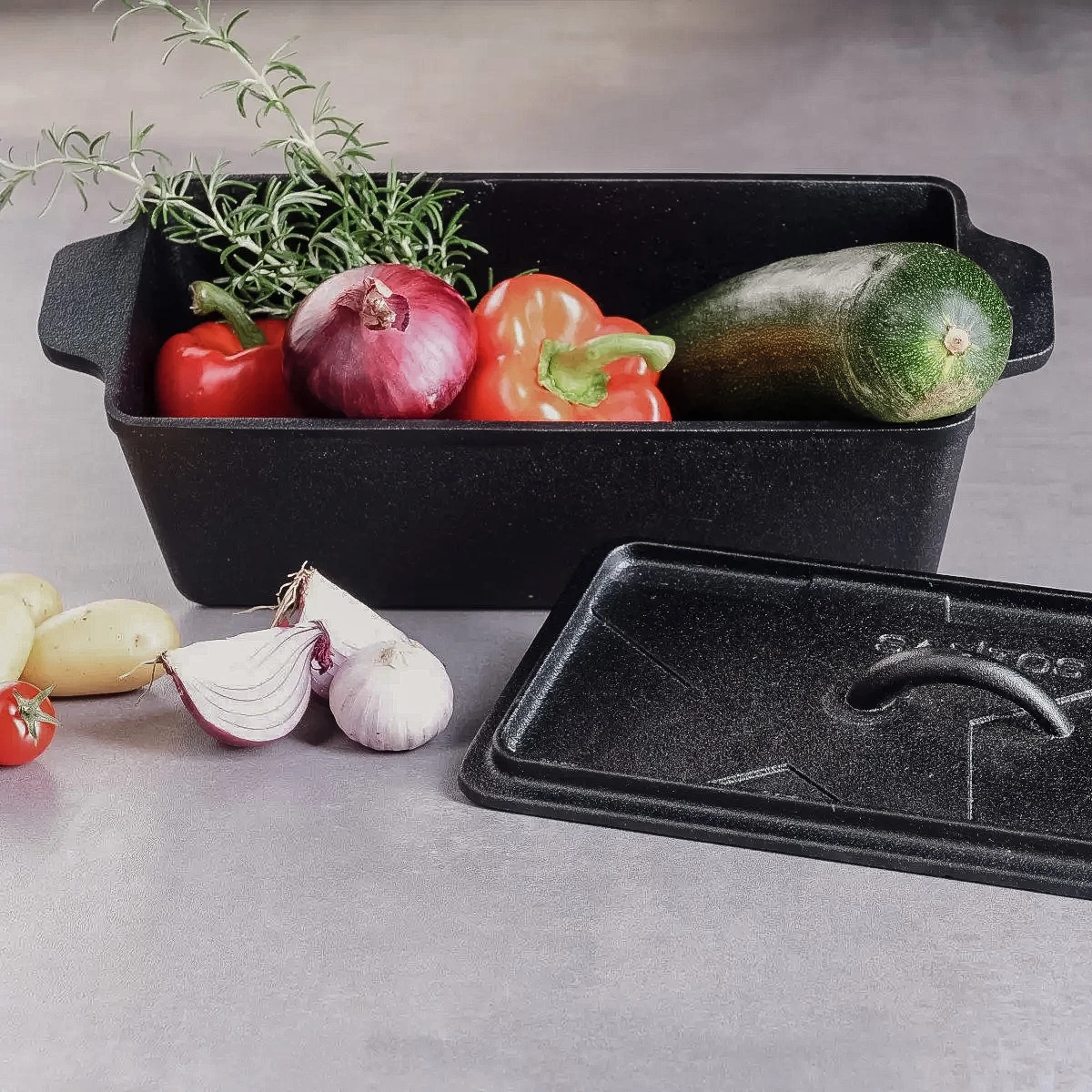 SANTOS Kastenform K4 Mit Deckel, Aus Gusseisen, 34 X 13 Cm 4 SANTOS Kastenform K4 Mit Deckel, Aus Gusseisen, 34 X 13 Cm – Bild 2