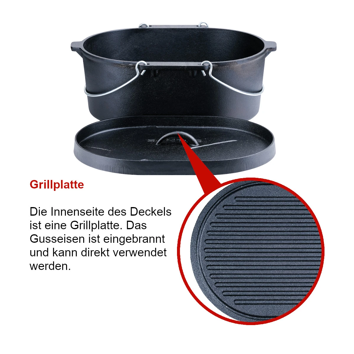 SANTOS Kastenform Oval Mit Deckel, Gusseisen, 42 X 31 Cm 7 SANTOS Kastenform Oval Mit Deckel, Gusseisen, 42 X 31 Cm – Bild 5