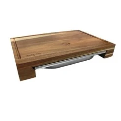 SANTOS Schneidebrett Akazie Mit Edelstahl-Auffangschale -Grillmeister santos schneidebrett mit edelstahl auffangschale c9177ef10fed1526c8594b8611a3b96b