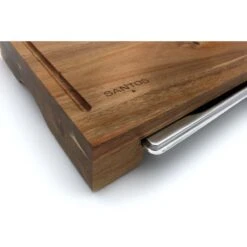 SANTOS Schneidebrett Akazie Mit Edelstahl-Auffangschale -Grillmeister santos schneidebrett mit edelstahl auffangschale e0001bc1fa97e4b5a9c4da1c35f92243