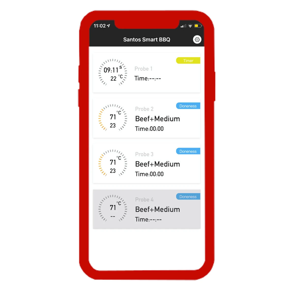 SANTOS Smart BBQ Thermometer, Steuerung Per App – 4 Temperaturfühler, Bluetooth 5 SANTOS Smart BBQ Thermometer, Steuerung Per App – 4 Temperaturfühler, Bluetooth – Bild 3